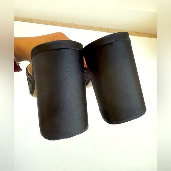 Miu Miu black Satin Leather Crystal embellished high heel slip on mules EU 40 - Picture 7 of 10